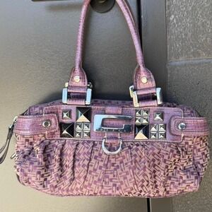 Y2k Guess Purple Studded Monogram Shoulder Bag